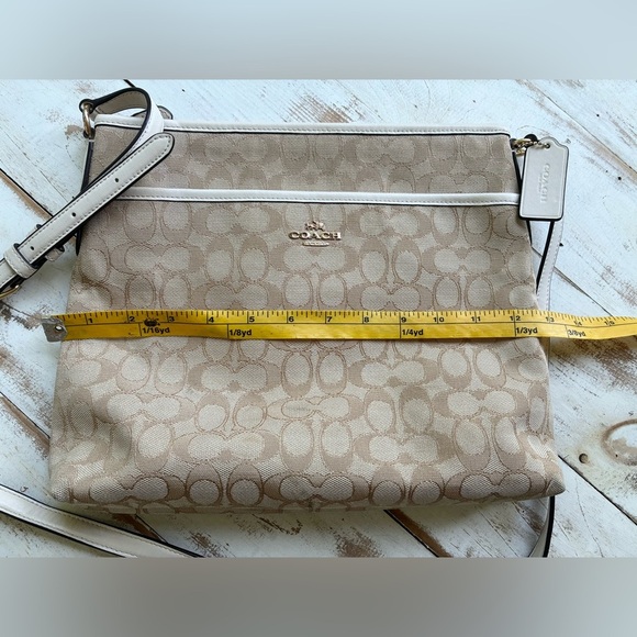 COACH Signature zip File Crossbody purse Shoulder Bag Canvas monogram jacquard - Picture 6 of 16